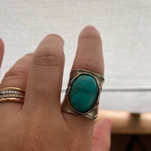 Boho silver turquoise ring